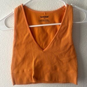 Garage Orange Seamless Plunge Cropped Tank Top